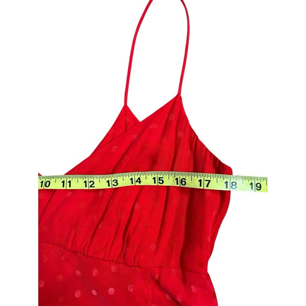 ZARA Women Red Jacquard Dotted Slip Dress Ruffle Medium Size Holiday Christmas - Picture 10 of 16